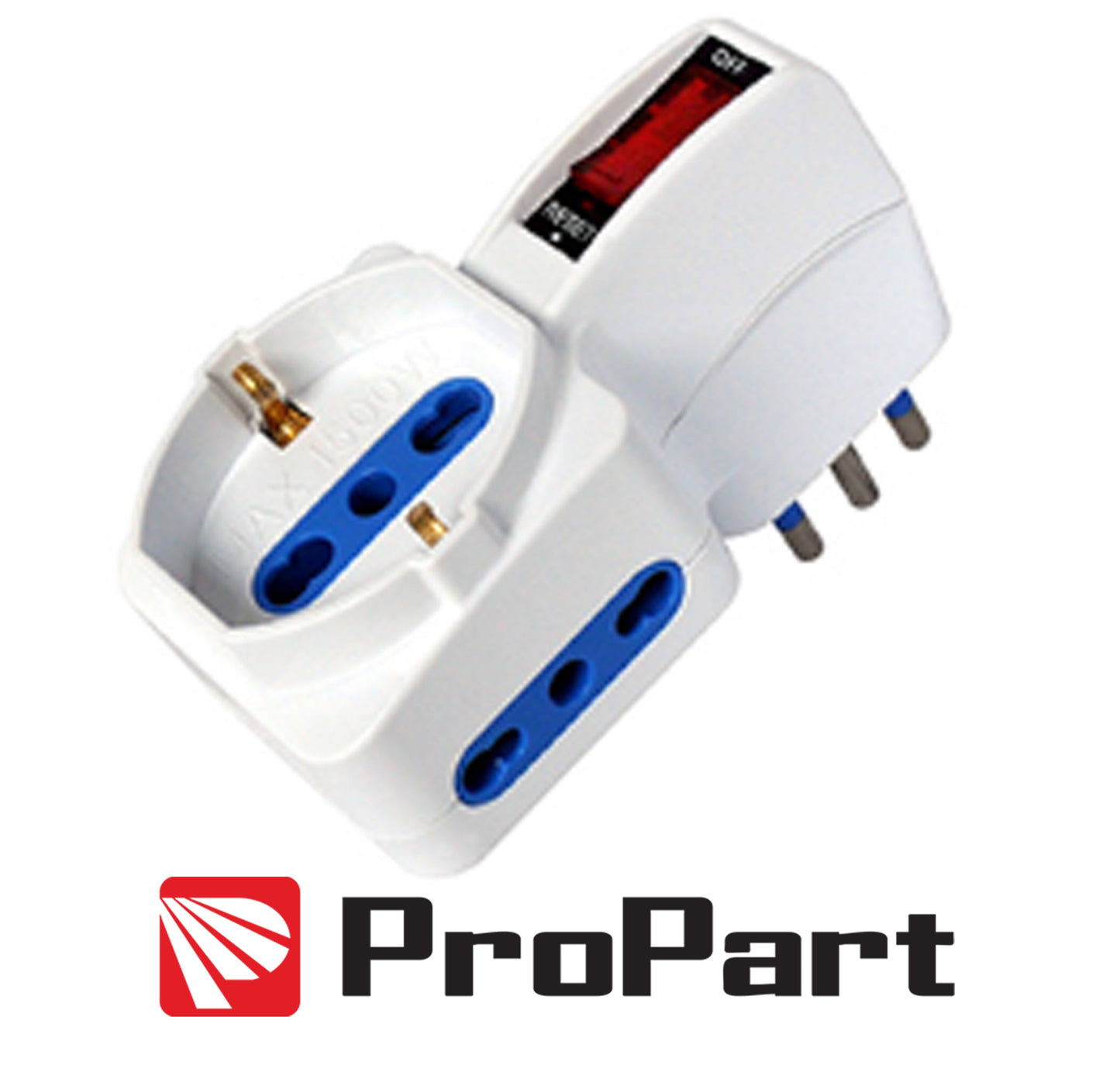 adattatore spina 10A - 3 prese (2ita - 1schuko) propart *491